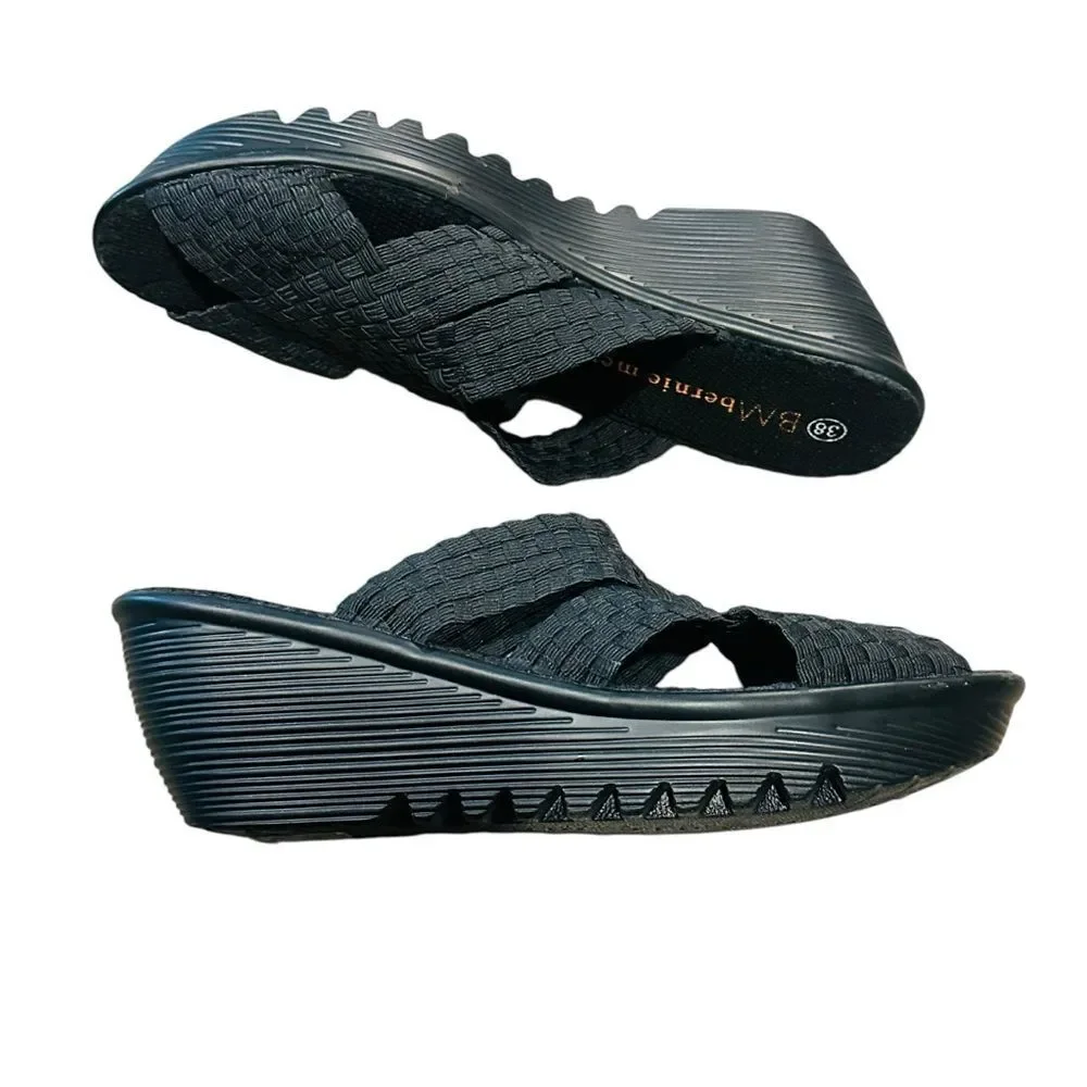 Bernie Mev Black Woven Wedges - Size 38 (7-8)